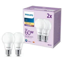 Philips Classic Lot de 2 LED E27 8 watt 2700 kelvin 806 lumen