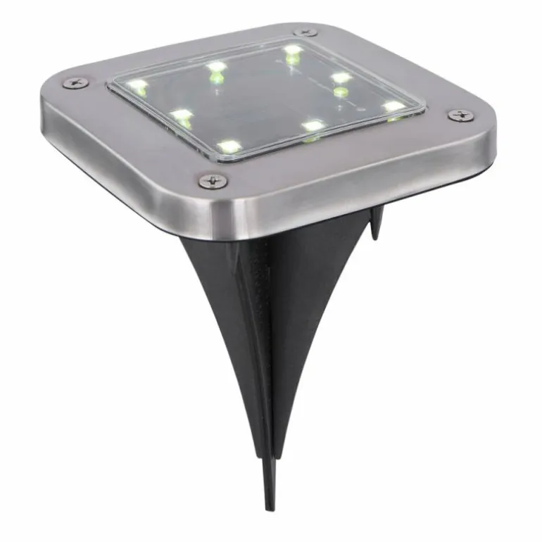 pieu de terre Globo SOLAR LED Acier inoxydable, 8 lumières