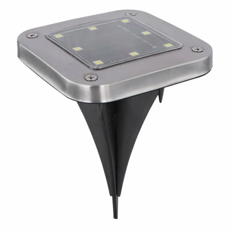 pieu de terre Globo SOLAR LED Acier inoxydable, 8 lumières