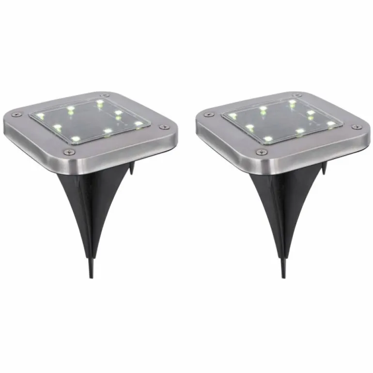 pieu de terre Globo SOLAR LED Acier inoxydable, 8 lumières