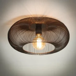 hofstein Plafonniers|Plafonnier Agueda Brun foncé, Nickel mat, Noir, 1 lumière