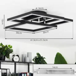 hofstein Éclairage Led|Plafonnier Cavareno LED Noir, 1 lumière