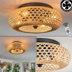 Plafonnier 50 cm Bauro Noir, 4 lumières, Télécommandes