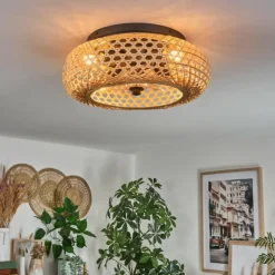 Plafonnier 50 cm Bauro Noir, 4 lumières, Télécommandes