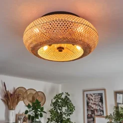 Plafonnier 50 cm Bauro Noir, 4 lumières, Télécommandes