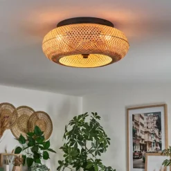 Plafonnier 50 cm Bauro Noir, 4 lumières, Télécommandes