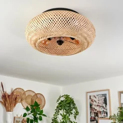 Plafonnier 50 cm Bauro Noir, 4 lumières, Télécommandes
