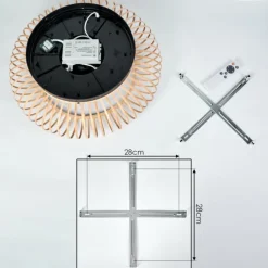 Plafonnier 50 cm Oravi Noir, 4 lumières, Télécommandes