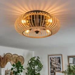 Plafonnier 50 cm Oravi Noir, 4 lumières, Télécommandes