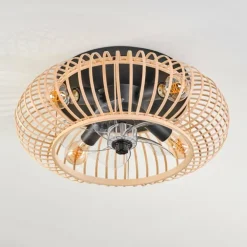 Plafonnier 50 cm Oravi Noir, 4 lumières, Télécommandes