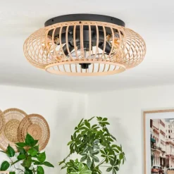 Plafonnier 50 cm Oravi Noir, 4 lumières, Télécommandes