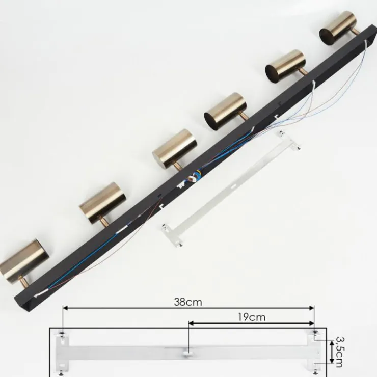 hofstein Spots Et Projecteurs|Plafonnier Javel Chrome, Noir, 6 lumières