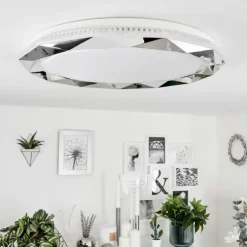 Plafonnier Lisei LED Blanc, 1 lumière, Télécommandes, Changeur de couleurs