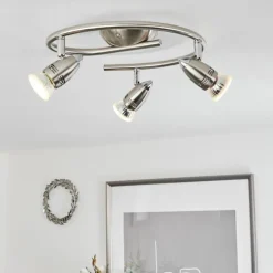 hofstein Spots Et Projecteurs|Plafonnier Mirandol Nickel mat, 3 lumières