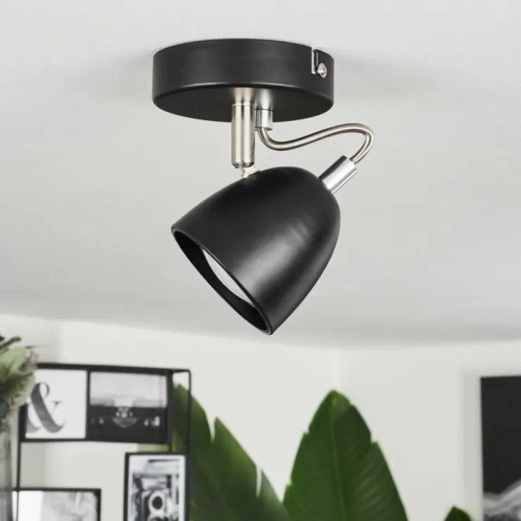 hofstein Plafonniers|Plafonnier Moesdorf Nickel mat, Noir, 1 lumière