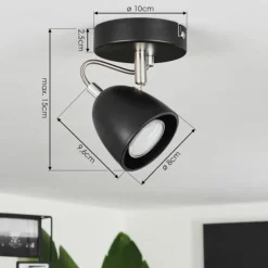 hofstein Plafonniers|Plafonnier Moesdorf Nickel mat, Noir, 1 lumière