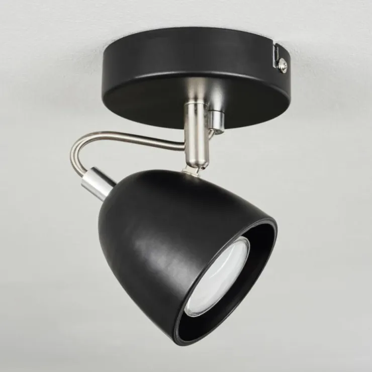 hofstein Plafonniers|Plafonnier Moesdorf Nickel mat, Noir, 1 lumière