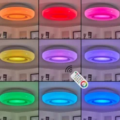 Plafonnier Monfebres LED Argenté, Blanc, 1 lumière, Télécommandes, Changeur de couleurs
