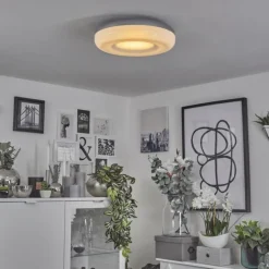 Plafonnier Monfebres LED Argenté, Blanc, 1 lumière, Télécommandes, Changeur de couleurs