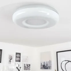 Plafonnier Monfebres LED Argenté, Blanc, 1 lumière, Télécommandes, Changeur de couleurs