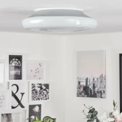 Plafonnier Ral LED Argenté, Blanc, 1 lumière, Télécommandes, Changeur de couleurs