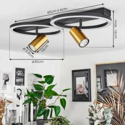 hofstein Éclairage Led|Plafonnier Reboleiro LED Noir, 3 lumières