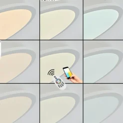 Plafonnier Sani LED Blanc, 1 lumière, Télécommandes, Changeur de couleurs