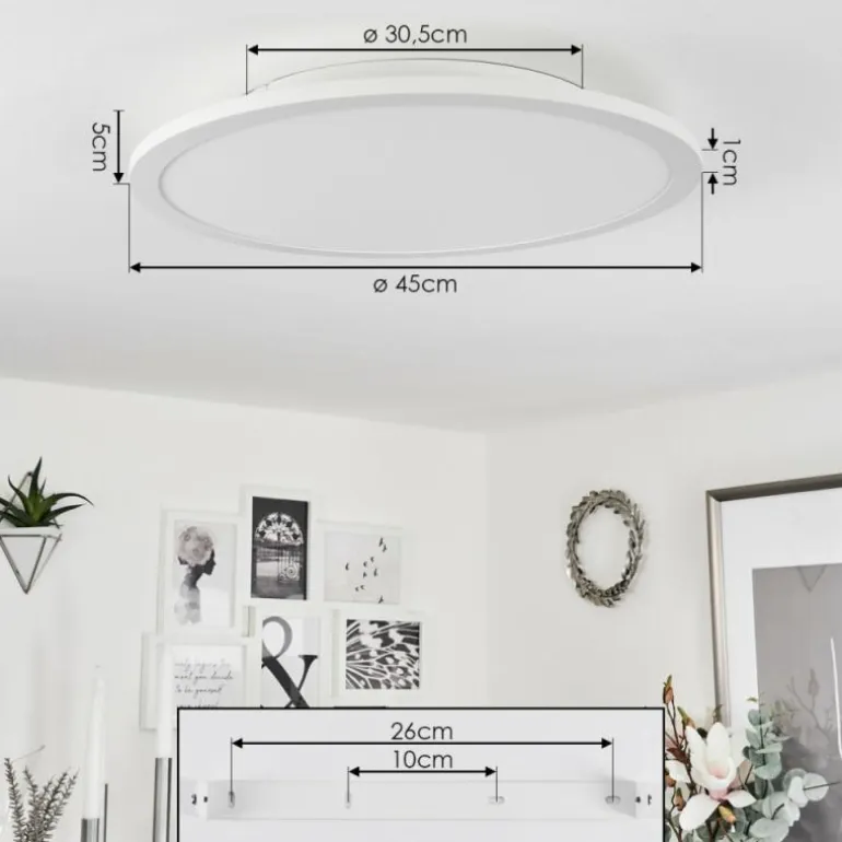 Plafonnier Sani LED Blanc, 1 lumière, Télécommandes, Changeur de couleurs