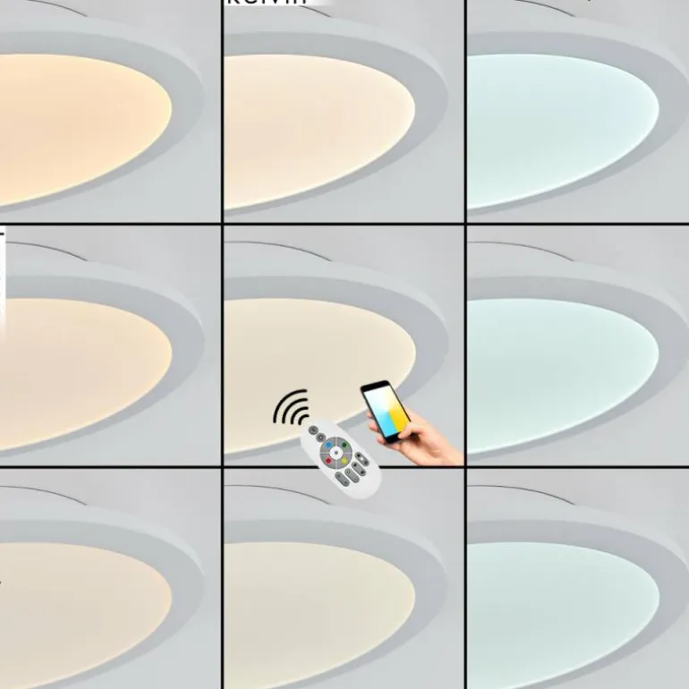 Plafonnier Sani LED Blanc, 1 lumière, Télécommandes, Changeur de couleurs