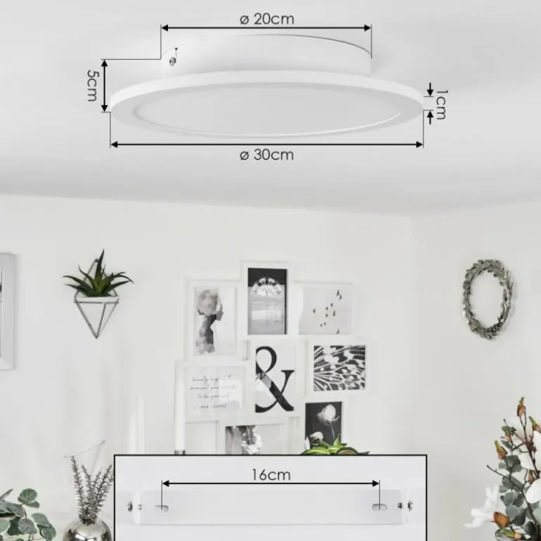 Plafonnier Sani LED Blanc, 1 lumière, Télécommandes, Changeur de couleurs