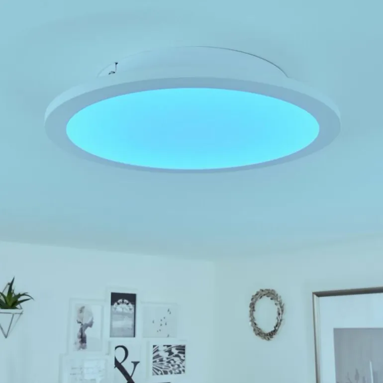 Plafonnier Sani LED Blanc, 1 lumière, Télécommandes, Changeur de couleurs
