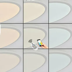 Plafonnier Sani LED Blanc, 1 lumière, Télécommandes, Changeur de couleurs