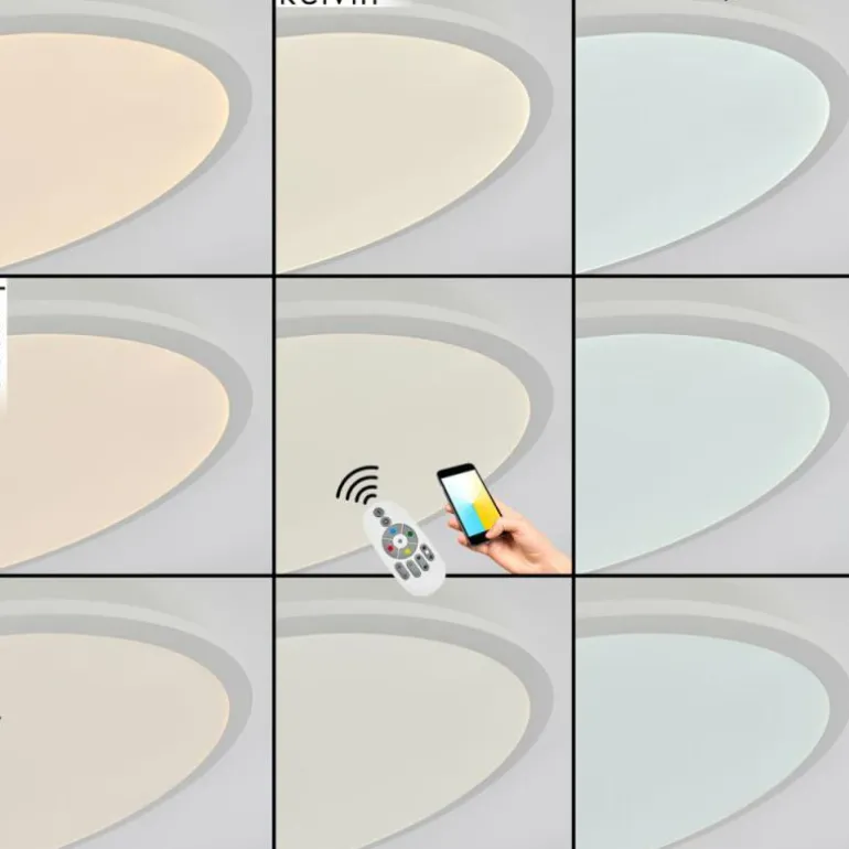 Plafonnier Sani LED Blanc, 1 lumière, Télécommandes, Changeur de couleurs