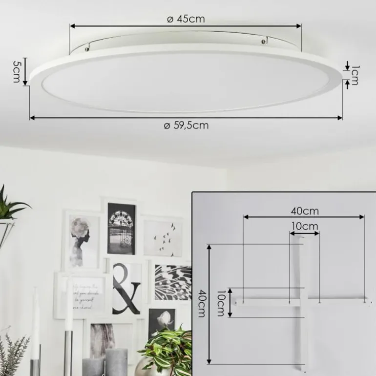 Plafonnier Sani LED Blanc, 1 lumière, Télécommandes, Changeur de couleurs