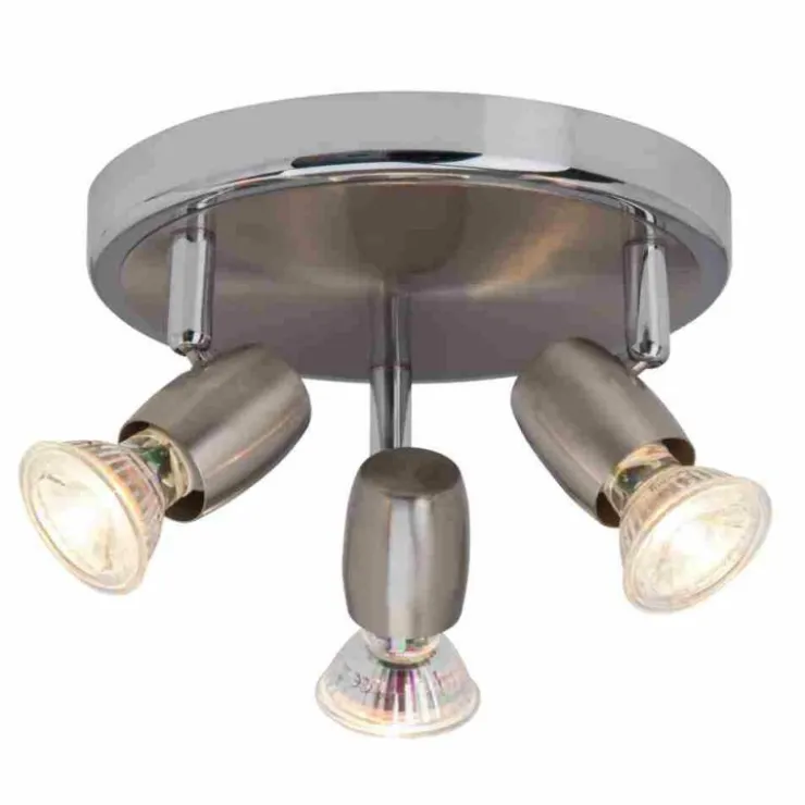 Luminaires Brilliant Éclairage Led|Plafonnier à spots rond Brilliant Wesley LED Chrome, 3 lumières