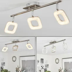 hofstein Spots Et Projecteurs|Plafonnier Villenauxe LED Chrome, Nickel mat, 3 lumières