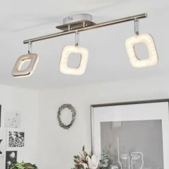 hofstein Spots Et Projecteurs|Plafonnier Villenauxe LED Chrome, Nickel mat, 3 lumières