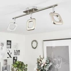 hofstein Spots Et Projecteurs|Plafonnier Villenauxe LED Chrome, Nickel mat, 3 lumières