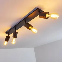hofstein Spots Et Projecteurs|Plafonnier Ajaccio Noir, 4 lumières