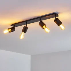 hofstein Spots Et Projecteurs|Plafonnier Ajaccio Noir, 4 lumières