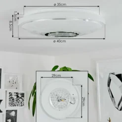 Plafonnier Auxerre LED Blanc, 2 lumières, Télécommandes, Changeur de couleurs
