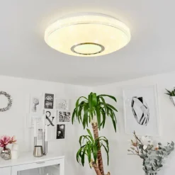 Plafonnier Auxerre LED Blanc, 2 lumières, Télécommandes, Changeur de couleurs