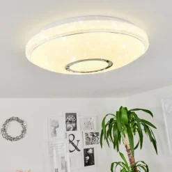 Plafonnier Auxerre LED Blanc, 2 lumières, Télécommandes, Changeur de couleurs
