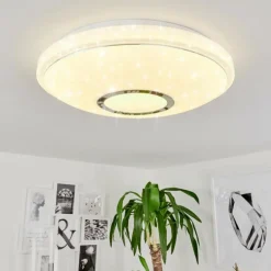 Plafonnier Auxerre LED Blanc, 2 lumières, Télécommandes, Changeur de couleurs