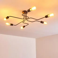 hofstein Plafonniers|Plafonnier Bogno Noir, 6 lumières