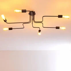 hofstein Plafonniers|Plafonnier Bogno Noir, 6 lumières