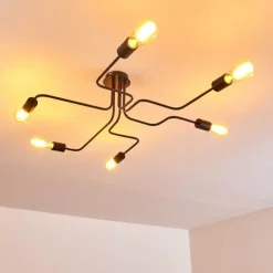 hofstein Plafonniers|Plafonnier Bogno Noir, 6 lumières