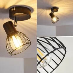 hofstein Spots Et Projecteurs|Plafonnier Bolderslev Chrome, Noir, 1 lumière