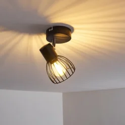 hofstein Spots Et Projecteurs|Plafonnier Bolderslev Chrome, Noir, 1 lumière