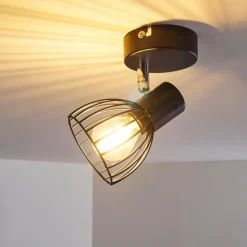 hofstein Spots Et Projecteurs|Plafonnier Bolderslev Chrome, Noir, 1 lumière
